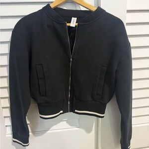 Varley Black Bomber Jacket with White Trim